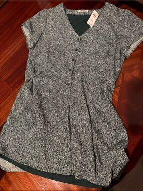 Hollister Dark Green Microprint Mini Dress
